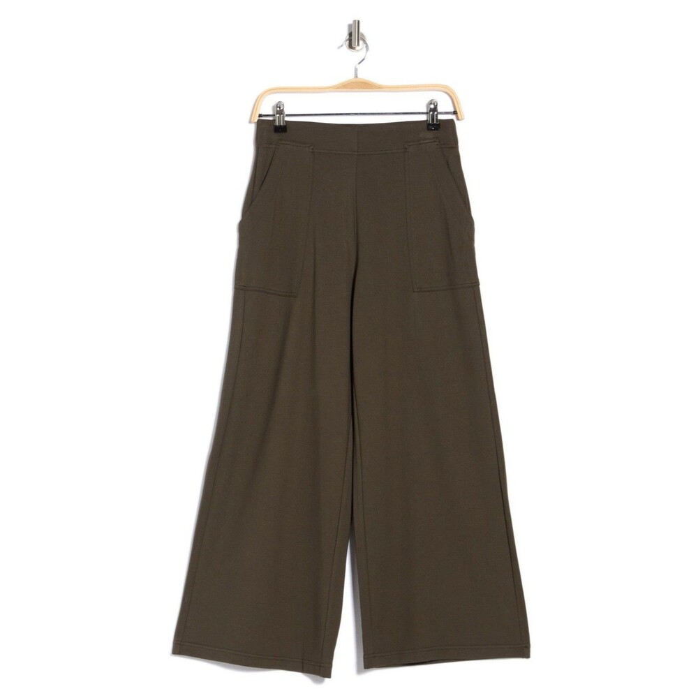 Max Studio Easy Wide Leg Ponte Pants Pull-On STRETCH Olive SZ XS
